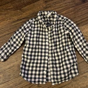 12M H&M Black and White Plaid Button Down